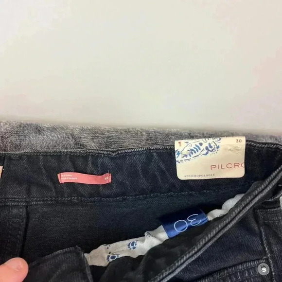 Anthropologie PILCRO Split Hem High-Rise Women's Black Jeans Straight 30X33 NWT - Picture 4 of 14